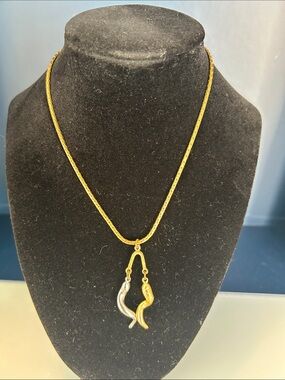 Gold Two-Tone Fish Pendant Necklace - Women Jewelry